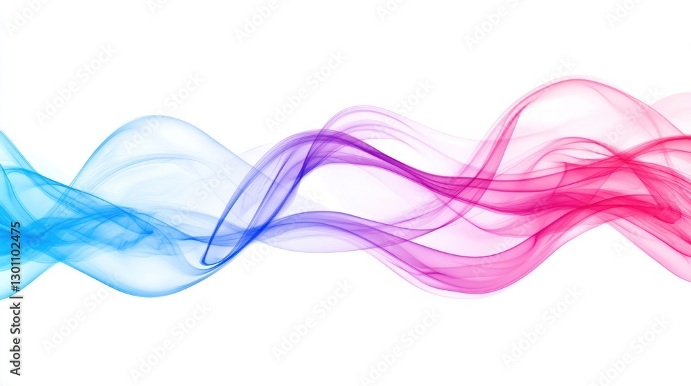 Abstract Wave Flowing with Vibrant Blue and Pink Colors on White Abstract Wave Flowing with Vibrant Blue and Pink Colors on White