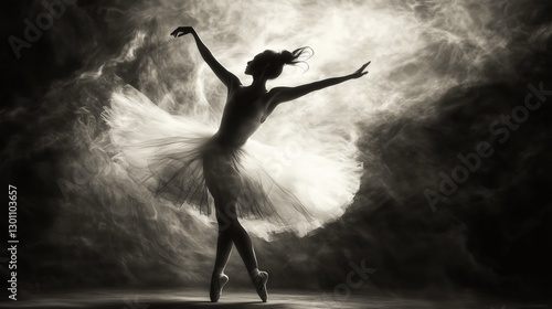The silhouette of an elegant ballet dancer