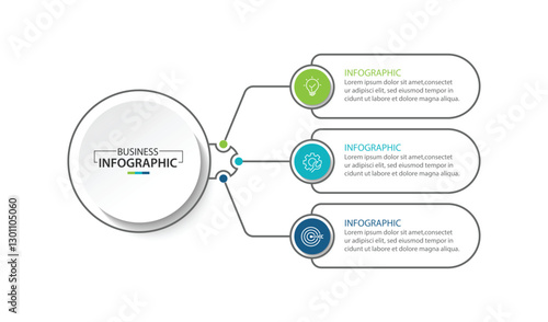 Abstract elements of graph Vector infographic template with label, integrated circles. Business concept with 3 options.