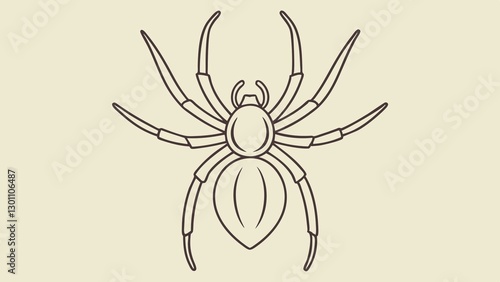 A minimalist spider sketch using fine pen strokes, focusing on clean lines and subtle cross-hatching for depth and dimension photo