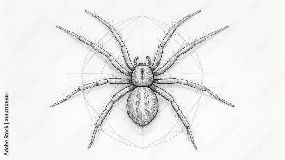 A minimalist spider sketch using fine pen strokes, focusing on clean lines and subtle cross-hatching for depth and dimension A minimalist spider sketch using fine pen strokes, focusing on clean lines and subtle cross-hatching for depth and dimension