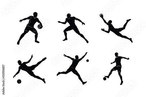Wallpaper Mural Set of football player pose vector illustration. Torontodigital.ca