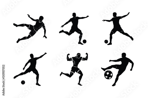 Wallpaper Mural Set of football player pose vector illustration. Torontodigital.ca