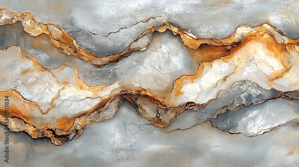 Fototapeta premium Abstract Stone Flowing Gold and Grey