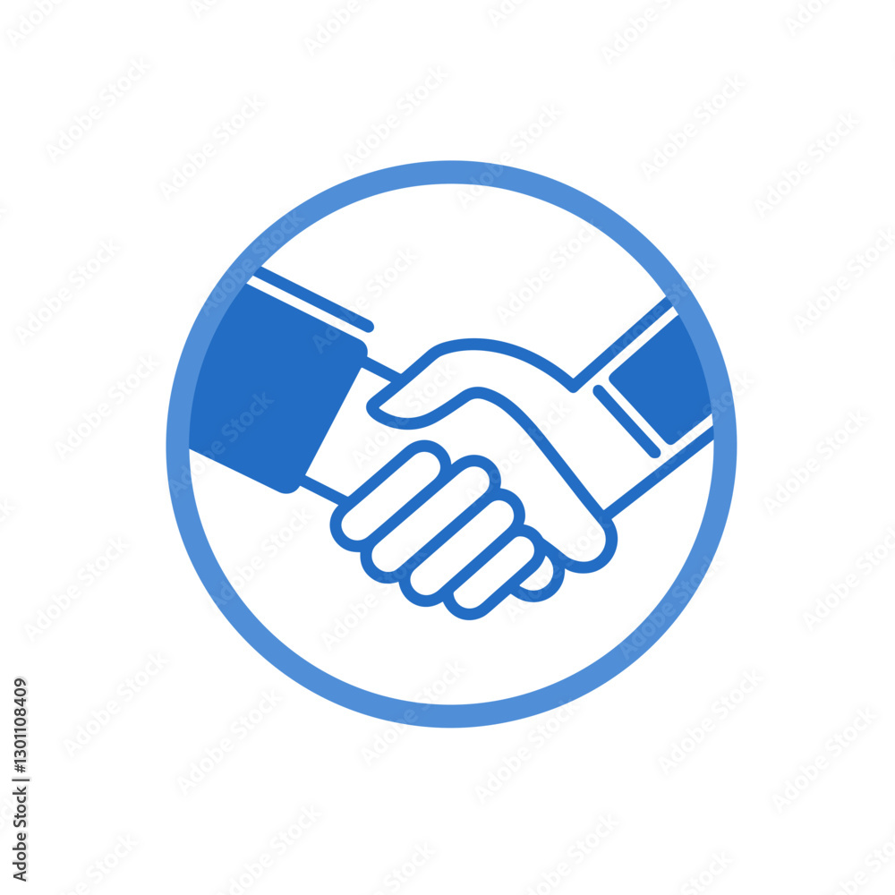 Business handshake agreement icon in blue Business handshake agreement icon in blue
