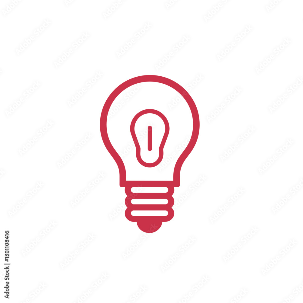 Red light bulb icon on white background Red light bulb icon on white background