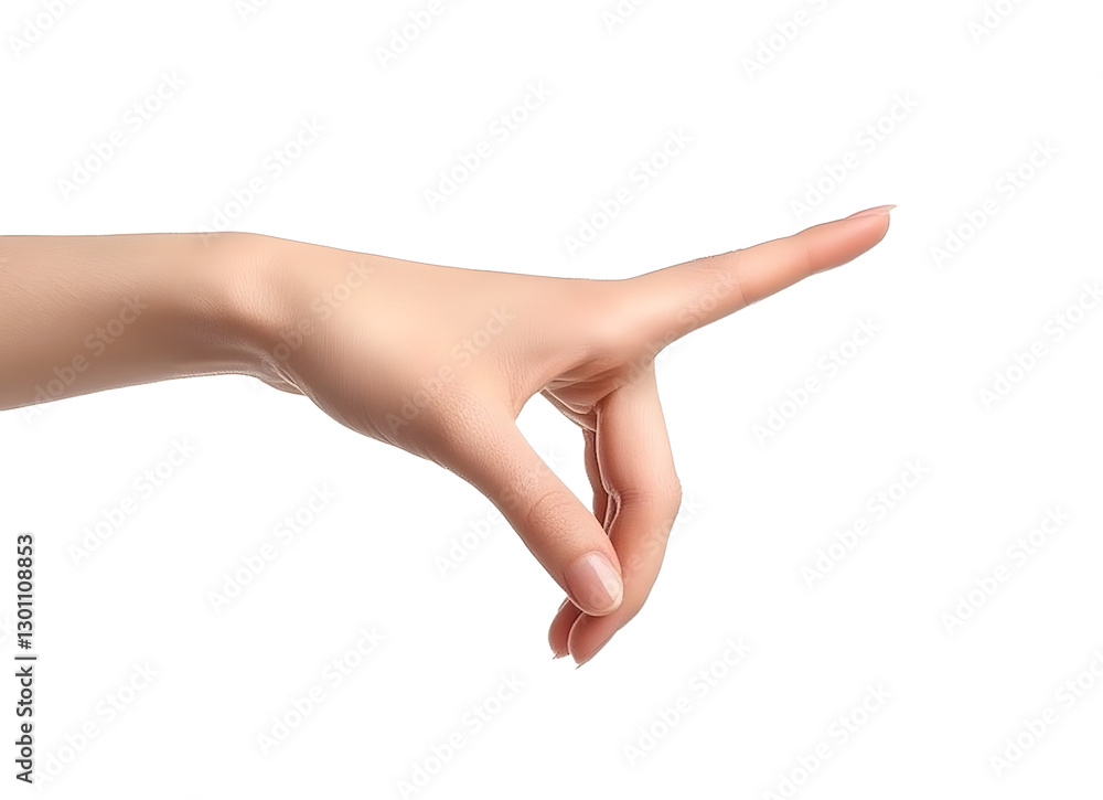 woman hand touching or pointing on isolated white background. woman hand touching or pointing on isolated white background.