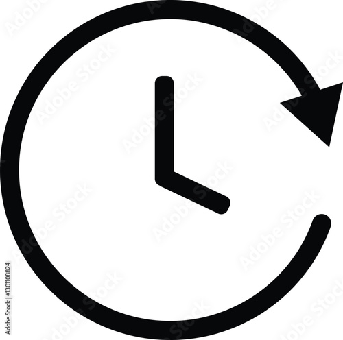 Passage of time icon, black circle,  isolated on white background. Vecyor illustration.