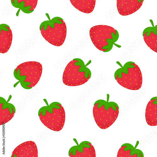 Seamless pattern with strawberries on a white background. Vector illustration.