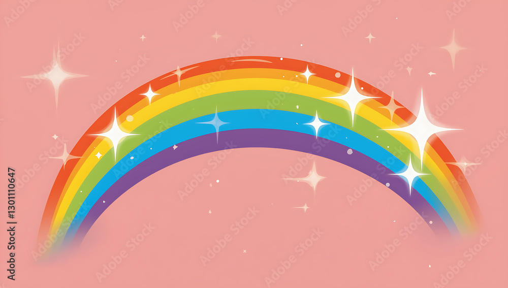 Obraz premium Sparkling rainbow on pink