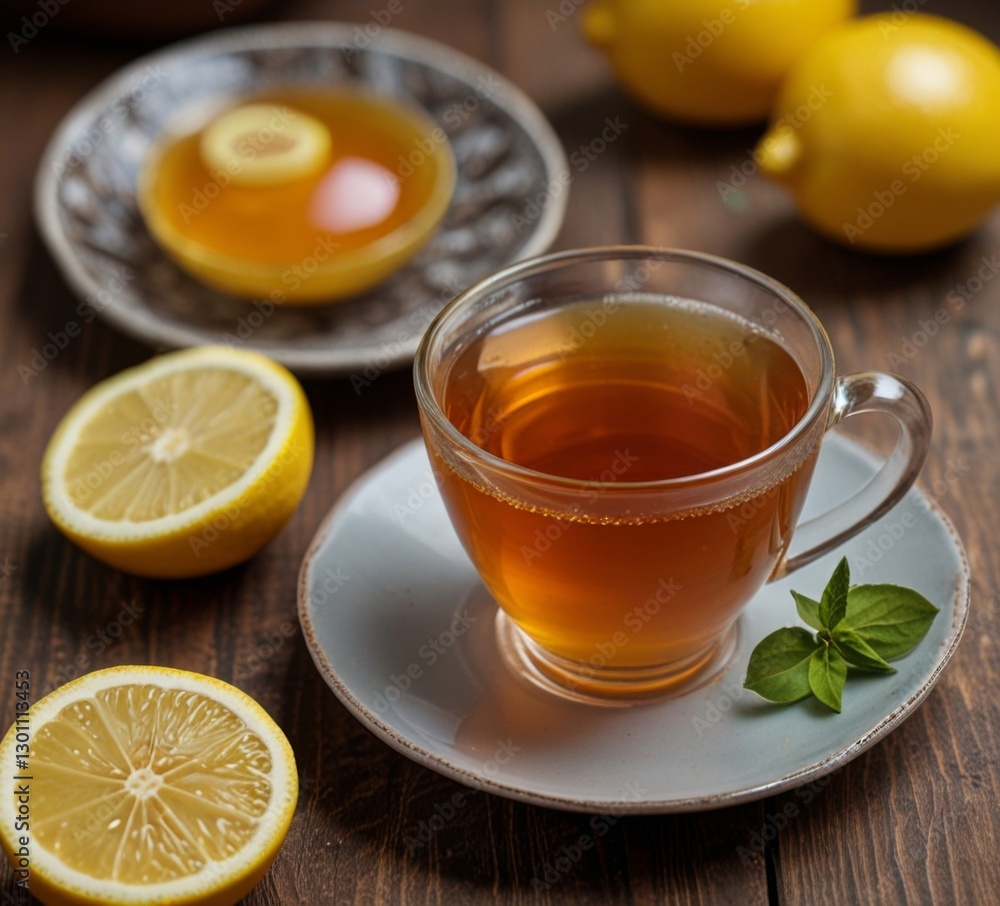 tea with berries and lemon still life tea with berries and lemon still life