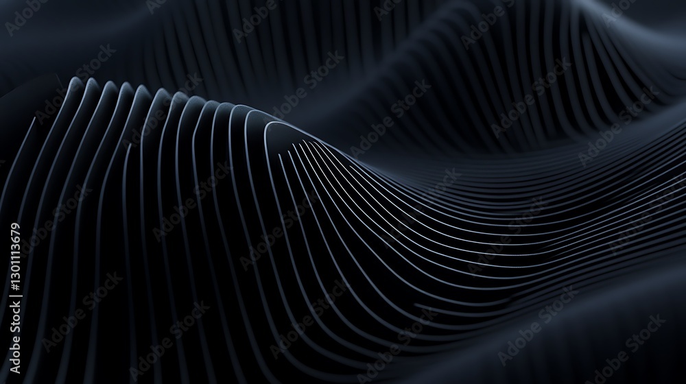A Dark Surface Displaying Parallel Lines Forming a Wavy Pattern A Dark Surface Displaying Parallel Lines Forming a Wavy Pattern