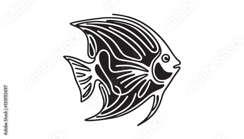 Continuous one single minimal line drawing Brown tang