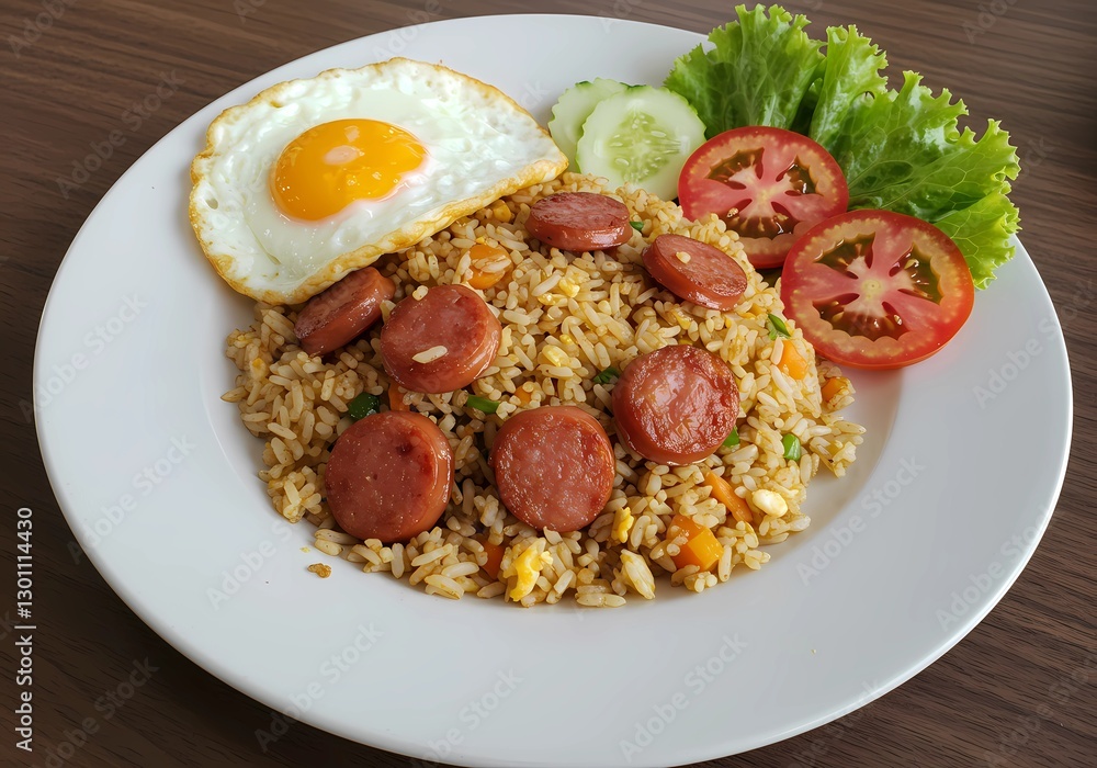 Delicious Fried Rice with Sausage and Egg Delicious Fried Rice with Sausage and Egg