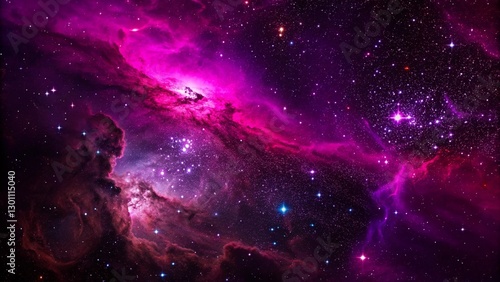 Fototapeta Naklejka Na Ścianę i Meble -  Pink space nebula clouds among star pigs