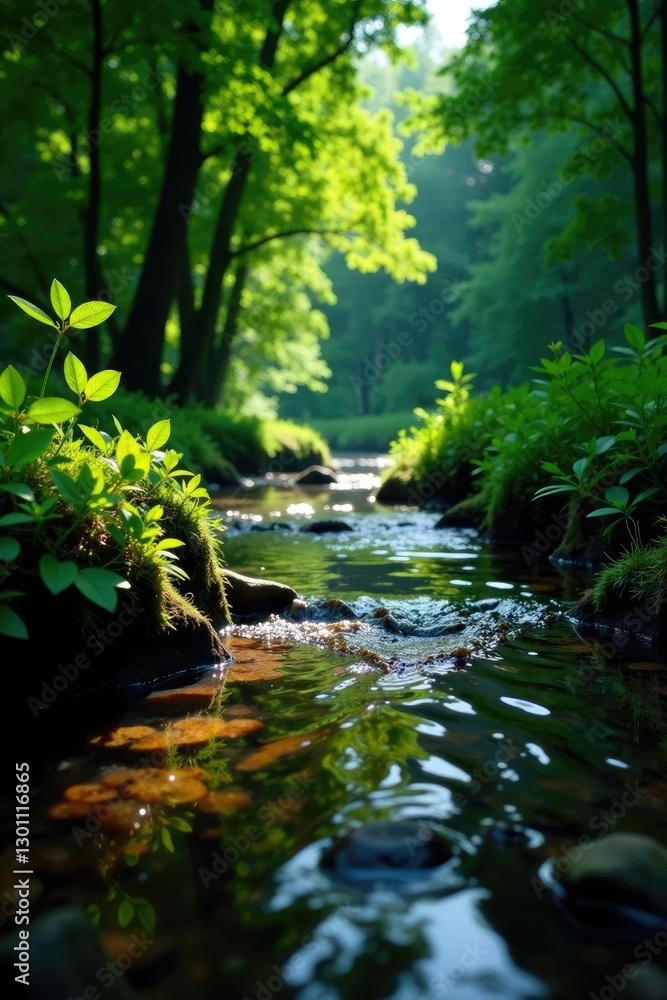 Devil's nut thickets growing in slow flowing river, thicket, flow Devil's nut thickets growing in slow flowing river, thicket, flow