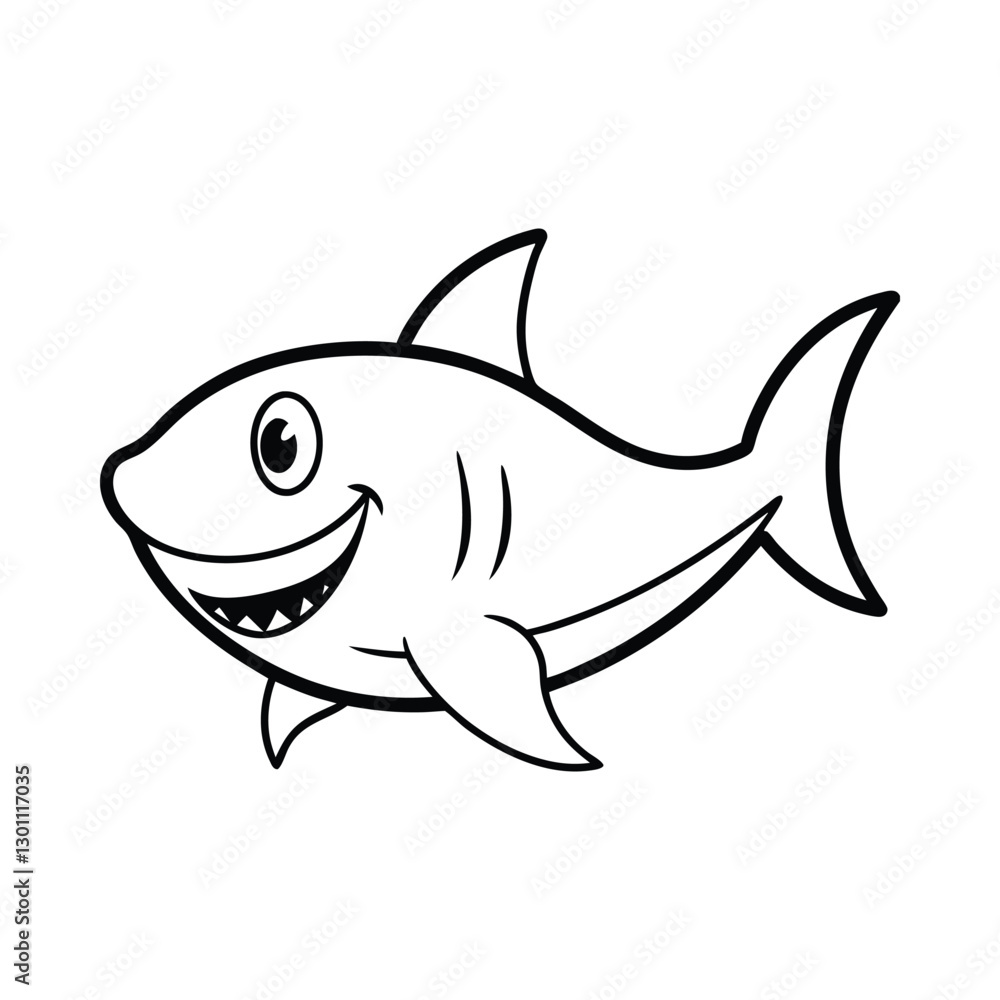 Fototapeta premium funny shark line art