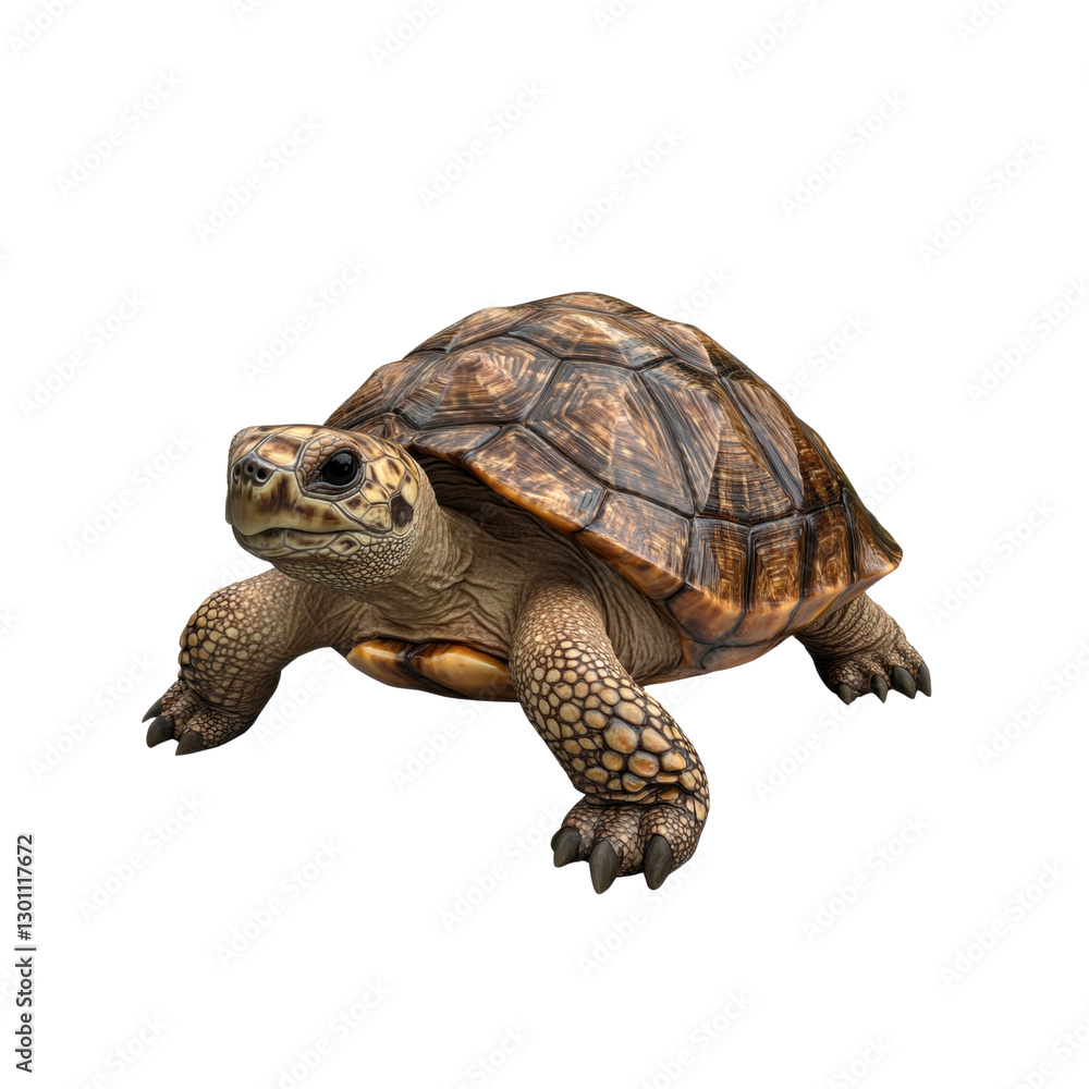 Obraz premium A turtle moves gracefully with an intricate shell design, displaying its natural colors and textures in a captivating way