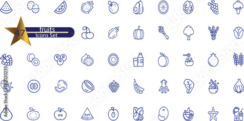 Line icons about fruits. Contains such icons