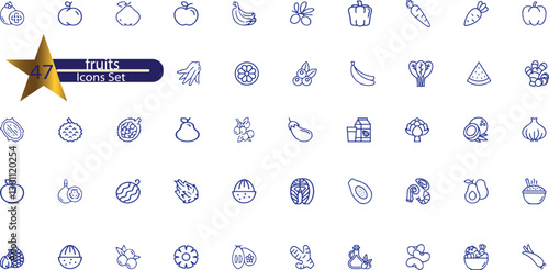 Line icons about fruits. Contains such icons