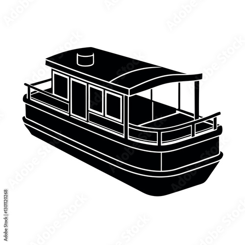 Pontoon Black Vector Silhouette for Advertising and Promotion






