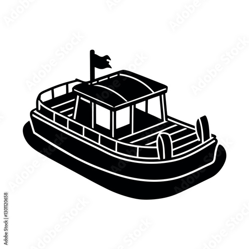 Customizable Pontoon Black Silhouette Vector for Projects
