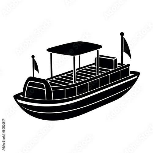 High Definition Pontoon Black Silhouette Vector for Designers
