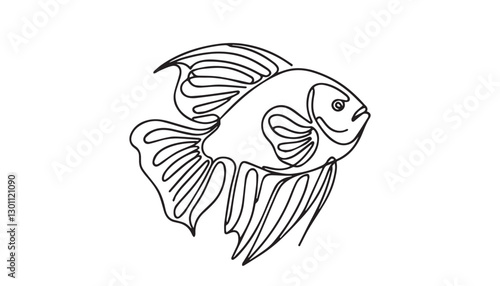 Continuous one single minimal line drawing Brown tang