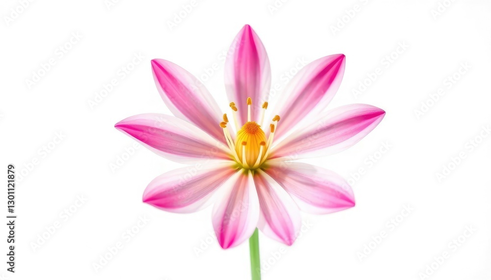 Naklejka premium Single vibrant bloom, petals perfectly formed, against pure white, bright, artistic