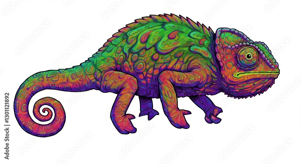 Surreal Chameleon with Swirling Patterns Surreal Chameleon with Swirling Patterns