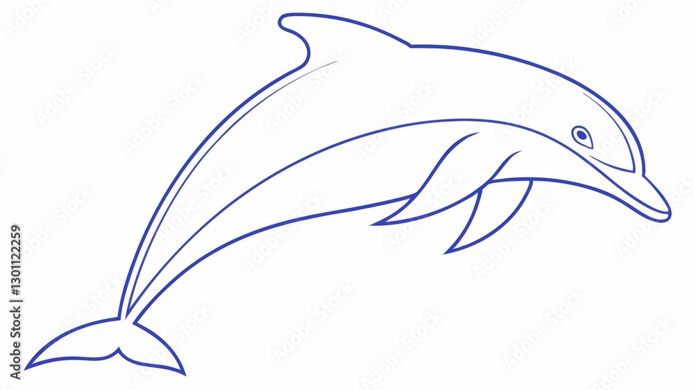 A simple and elegant dolphin outline drawing with smooth, flowing lines, capturing its graceful movement A simple and elegant dolphin outline drawing with smooth, flowing lines, capturing its graceful movement