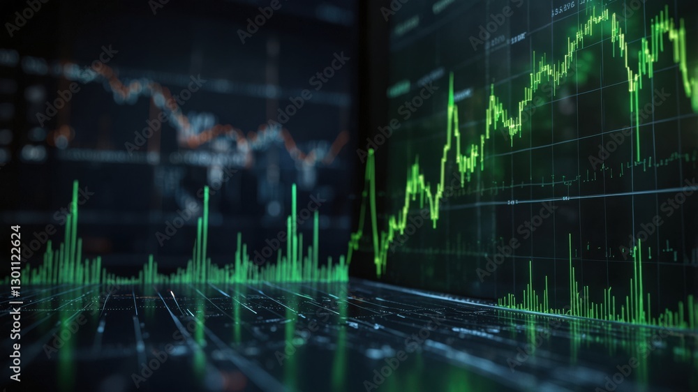 Green Stock Market: Analyzing financial data with rising green trend lines and trading analysis tools. Green Stock Market: Analyzing financial data with rising green trend lines and trading analysis tools.
