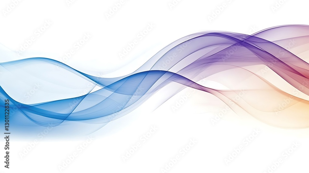 Abstract Colorful Wavy Lines Floating Across A White Background Abstract Colorful Wavy Lines Floating Across A White Background