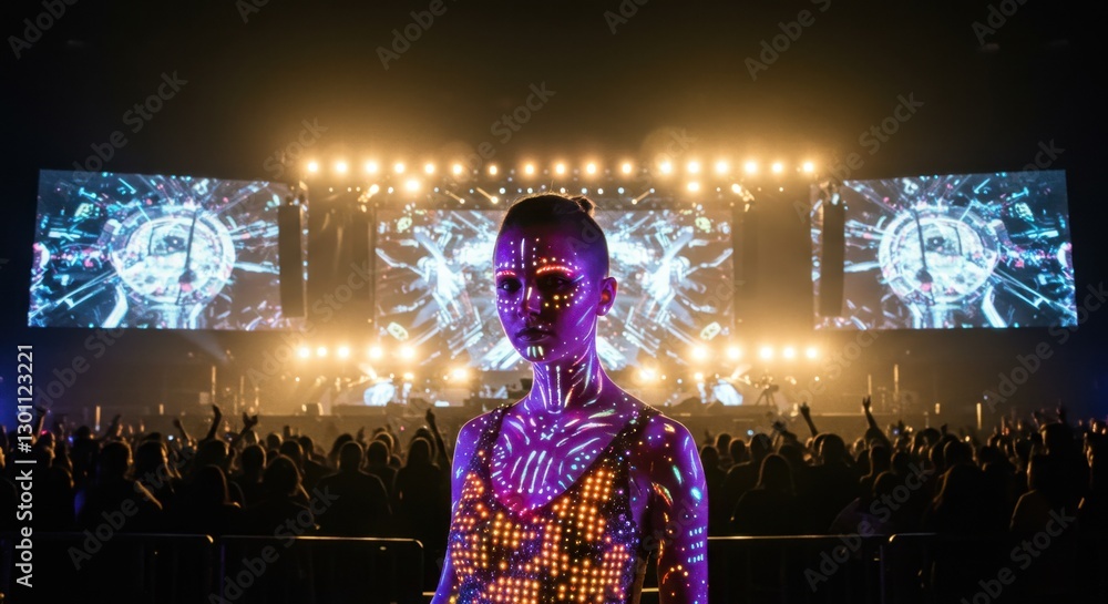 Obraz premium Bio-Augmented Pop Star with LED Skin