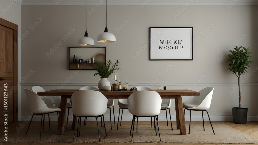 Dining room wall mockup with white empty wall. Dining room wall mockup with white empty wall.