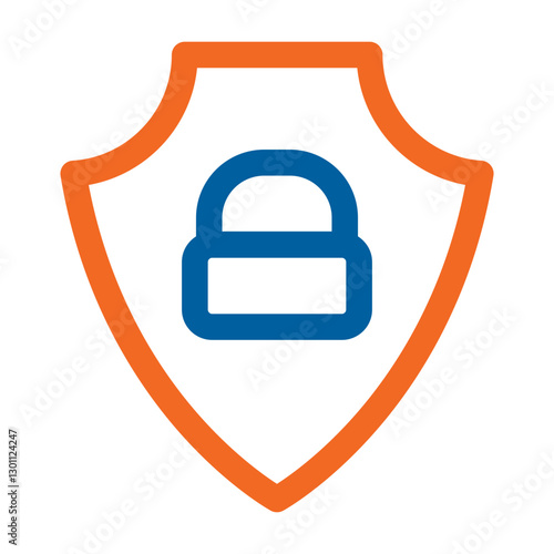 vector icon of a shield with a lock representing security protection and data privacy.