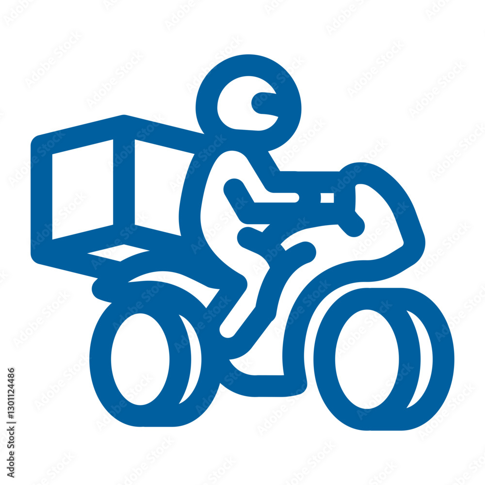 icon of a delivery rider on a motorcycle, representing express shipping courier service and last-mile delivery. icon of a delivery rider on a motorcycle, representing express shipping courier service and last-mile delivery.