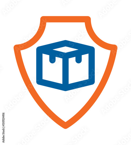 icon of a shield with a package representing secure shipping insured delivery or package protection.