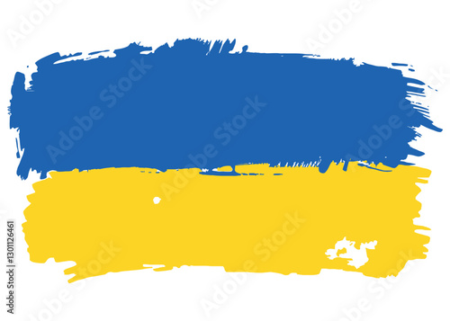 Hand drawn brush stroke flag of Ukraine. Creative national day hand painted brush illustration 