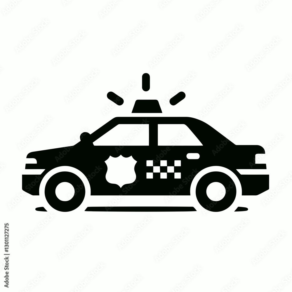 Obraz premium very simple flat and single minimalist Police Car Silhouette in black on a white background