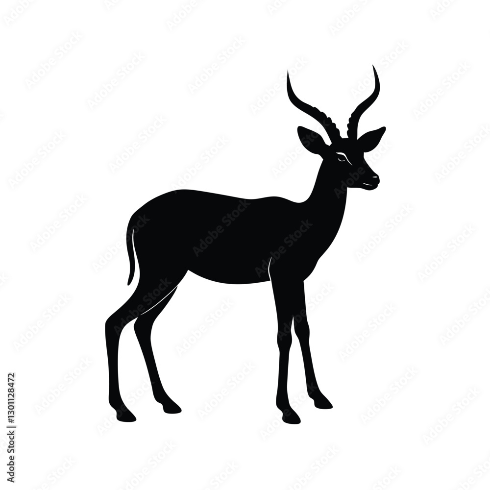 Obraz premium Antelope Silhouette Vector Art | Minimalist Black Antelope Illustration Design