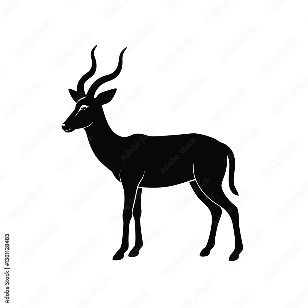 Obraz premium Antelope Silhouette Vector Art | Minimalist Black Antelope Illustration Design