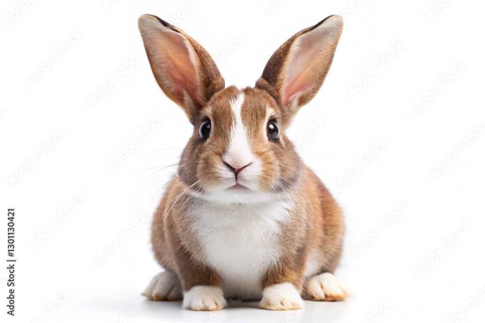 Obraz premium Adorable Bunny Portrait: A charming bunny with expressive eyes and long ears poses.