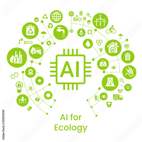 AI Energy Technologies. Ecology with artificial intelligence. Energy revolution.