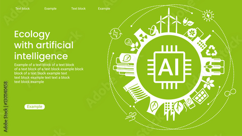 AI Energy Technologies. Ecology with artificial intelligence. Energy revolution.