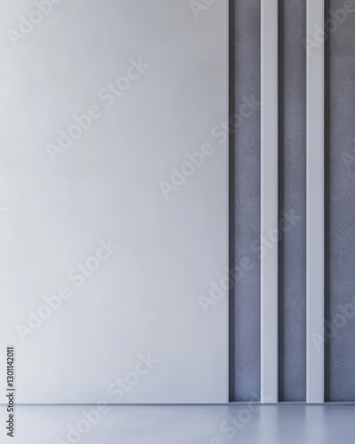 Modern minimalist interior design featuring gray and white wall textures