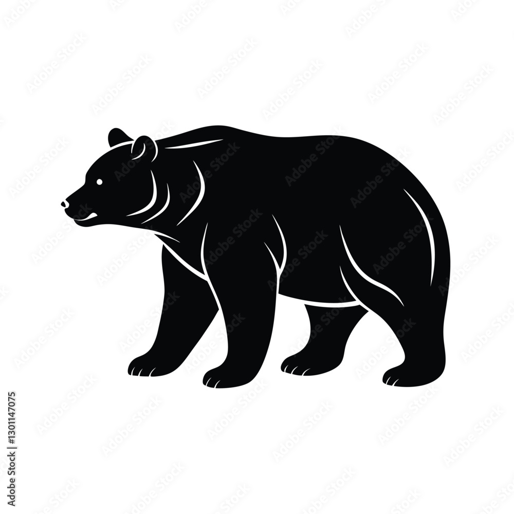 Fototapeta premium Black Bear Silhouette Vector Art Illustration | Black Bear Minimalist Black Bear Design