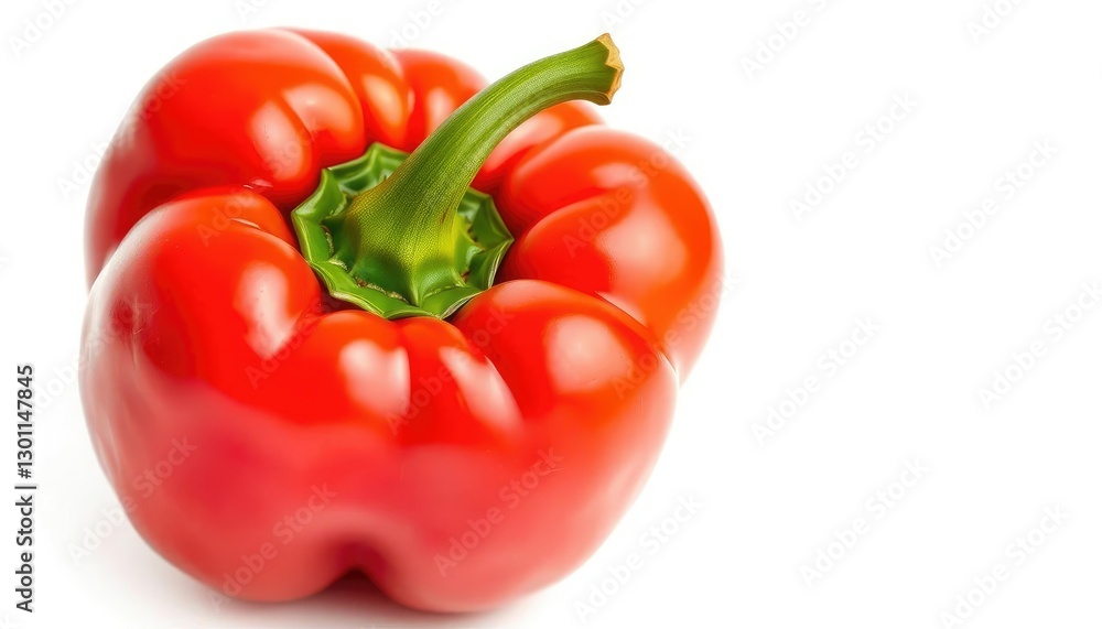 A vibrant, ripe bell pepper, isolated on pure white, macro, red pepper A vibrant, ripe bell pepper, isolated on pure white, macro, red pepper