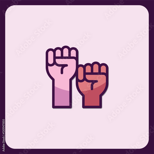 Unity and Strength, Two Hands Raised in a Fist Icon