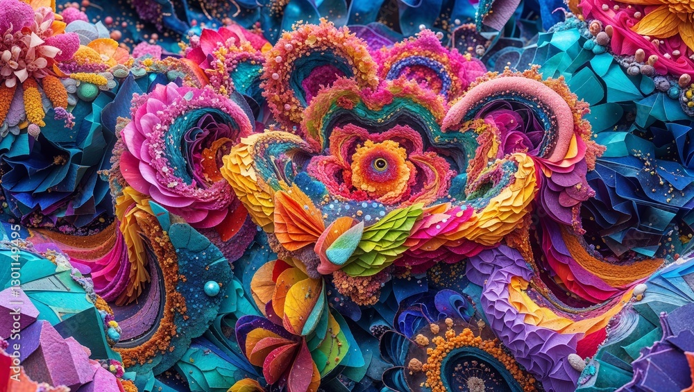 Vibrant Floral Fantasy: An Abstract Composition with Intricate Textures and Bold Colors Vibrant Floral Fantasy: An Abstract Composition with Intricate Textures and Bold Colors